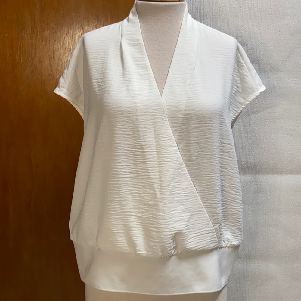 Calvin Klein White Crossover Blouse